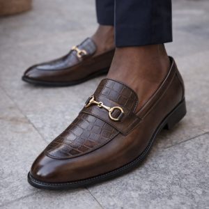 SLO SHOES Minimal Buckle Leather Shoes Cove- Brown