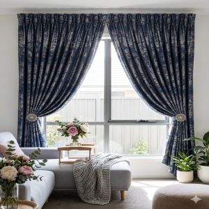 1 Piece Pleated Curtain -Navy Blue - 3 Meter