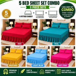 Buy Any 5 Sets Frilled Bed Sheets - 5 Piece Combo