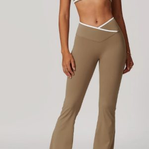 Flared Leggings & Sports Bra- Beige