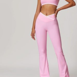 Flared Leggings & Sports Bra- Pink