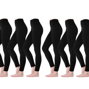 Six (6) Pack Women Leggings One Size - Black