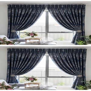 2 Piece Navy Blue Pleated Curtains - 3 Meters - Combo