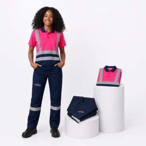 D59 Flame Retardant Pants & Acid Resistance + Short Sleeves Reflective Golf T-shirt Combo