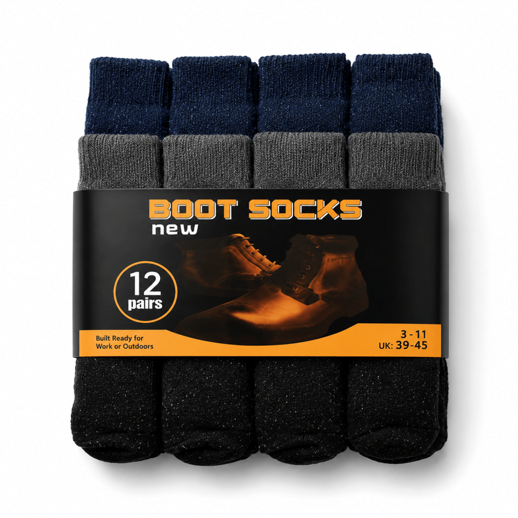 12 Pair Boot Socks - Assorted