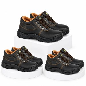 Buy 3 Pairs Pioneer Safety Boots With Steel Toe Cap- Black