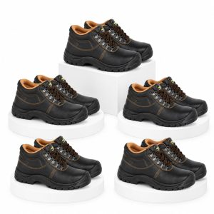 Buy 5 Pairs Pioneer Safety Boots With Steel Toe Cap- Black