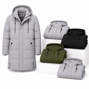 Buy 5 Men' Long Puffer Jackets- Bulk
