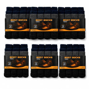 6x12 Pairs Boot Socks - Assorted