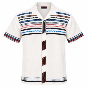 African Print Button-Up Shirt.
