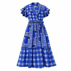 Women’s African Print Wrap Maxi Dress