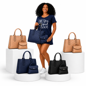 Buy 5 Sets Croc-Embossed Hand Bags - Bulk