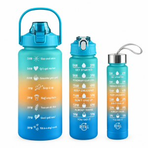 Lockable Lid Motivational Water Bottles 3 Piece