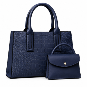 2 Piece Croc-Embossed Hand Bag Set