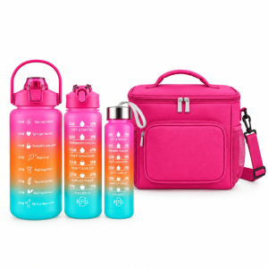 Lunch Bag & 3 Piece Water Bottles Set - Combo
