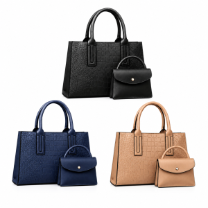 Buy 3 Sets Croc-Embossed Hand Bags -Combo