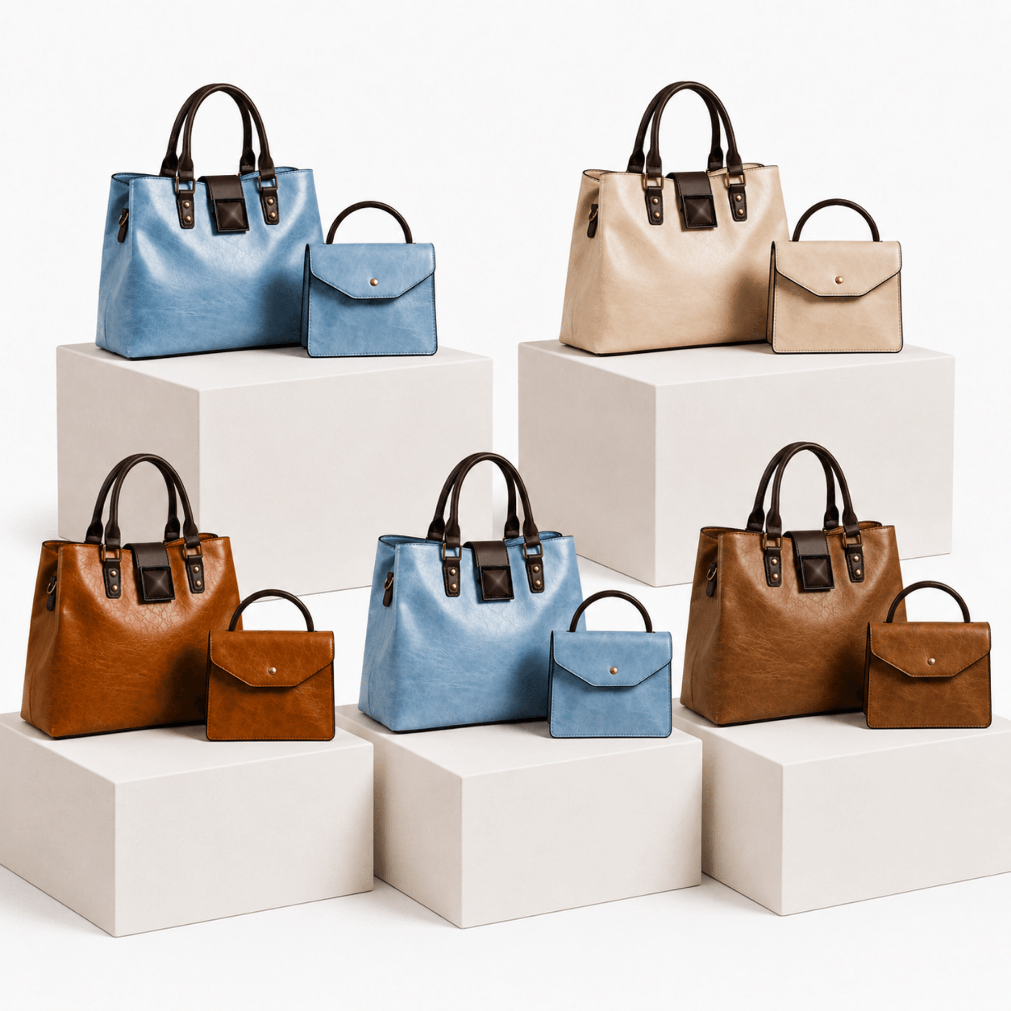 Buy 5 Sets Top-Handle Satchel Hand Bags  -Bulk